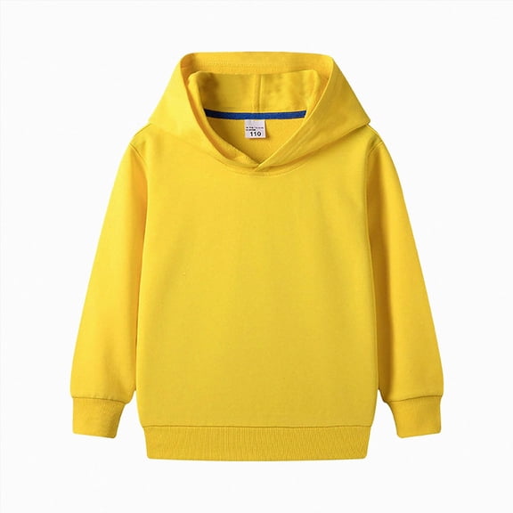 KPOPLK Boys Hooded Tees - Lightweight Performance Thermal Knit Sweatshirts Pullover Hoodie Long Sleeve Shirts for Boys Yellow Size 5-6 Years