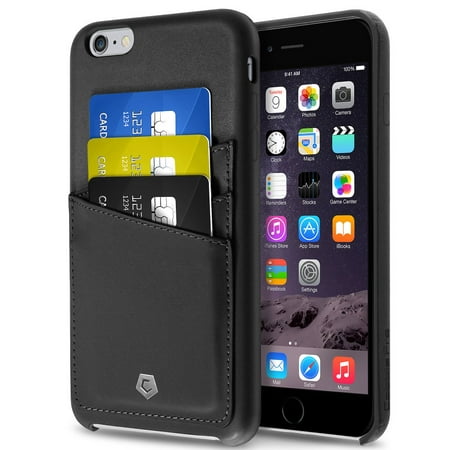 Cobble Pro Black Leather Credit Card Back Case For Apple iPhone 6 Plus/6s Plus