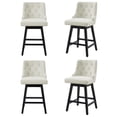 thumbnail image 2 of 26 Inch Bar Stools Set of 4,Swivel Counter Stools with Back, Linen Fabric Upholstered Barstools, Solid Wood Legs with Footrest, Modern Bar Stool（Beige）, 2 of 5