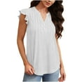 thumbnail image 5 of Fewfanhot Vest Tops for Women Summer Tops for Women Short Sleeve Shirts Dressy Pleated Tunic Casual V Neck Button Down Blouses, 5 of 9