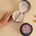 thumbnail image 5 of Yiaed Tomato Print Travel Jewelry Case Bridesmaid Gift Boxes Jewelry Travel Organizer Small Round Jewelry Box Mini Storage-Black, 5 of 7