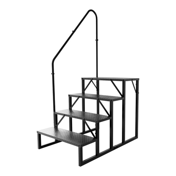 Fruyyzl 4-Step RV Ladder with Anti-Slip Pedals, Handrails