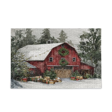 1000 Pieces Jigsaw Puzzles Storage Bag & Guide Old Red Barn Puzzle for 15+