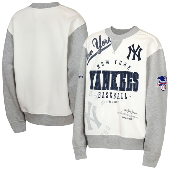 Youth Outerstuff Cream/Gray New York Yankees Big League Power Hit Fleece Sweatshirt