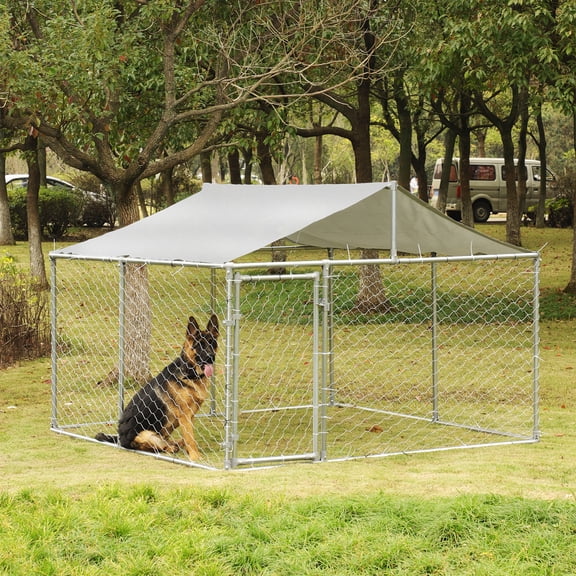 Magic Union Large Outdoor Pet Kennel for Dog and Cat, Waterproof Shade Cover, 90''x90''x63''
