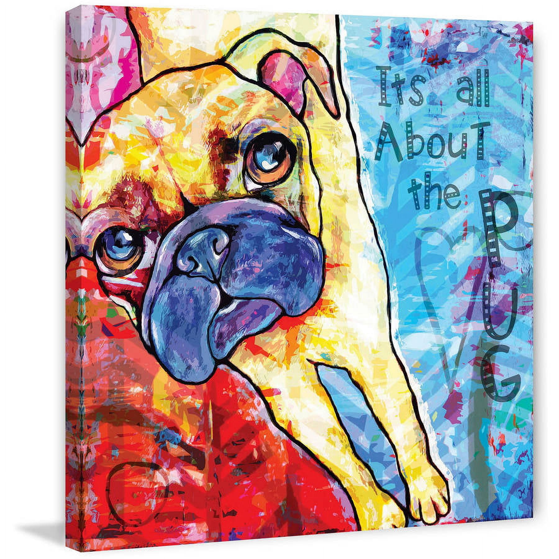 Marmont Hill "Pug II Pop Art" by Stephanie Gerace Painting Print on Wrapped Canvas