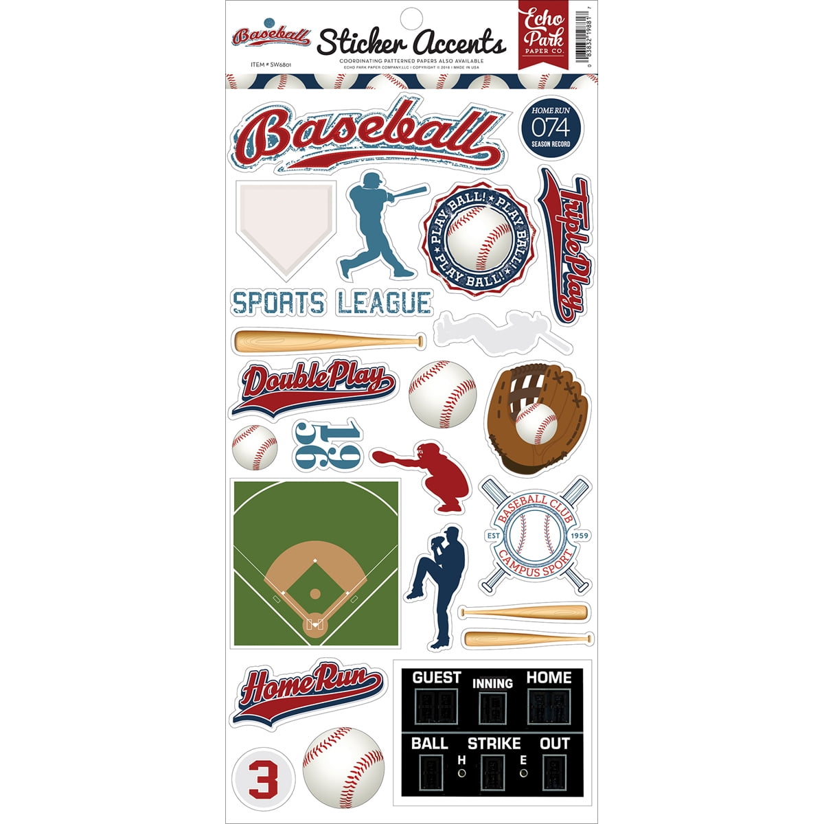Baseball Stickers 6"X13"