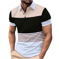 thumbnail image 1 of Styesk T-Shirts pour Homme Mode Loisirs Polyvalent Rayé Col Rabattu Manches Courtes, 1 of 7
