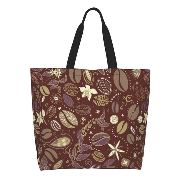 Balery Coffee and Flowers Bolsa Tote Estilo Estético con Cremalleras, Bolsa de Hombro, Bolsa de Compras Grande y Plegable