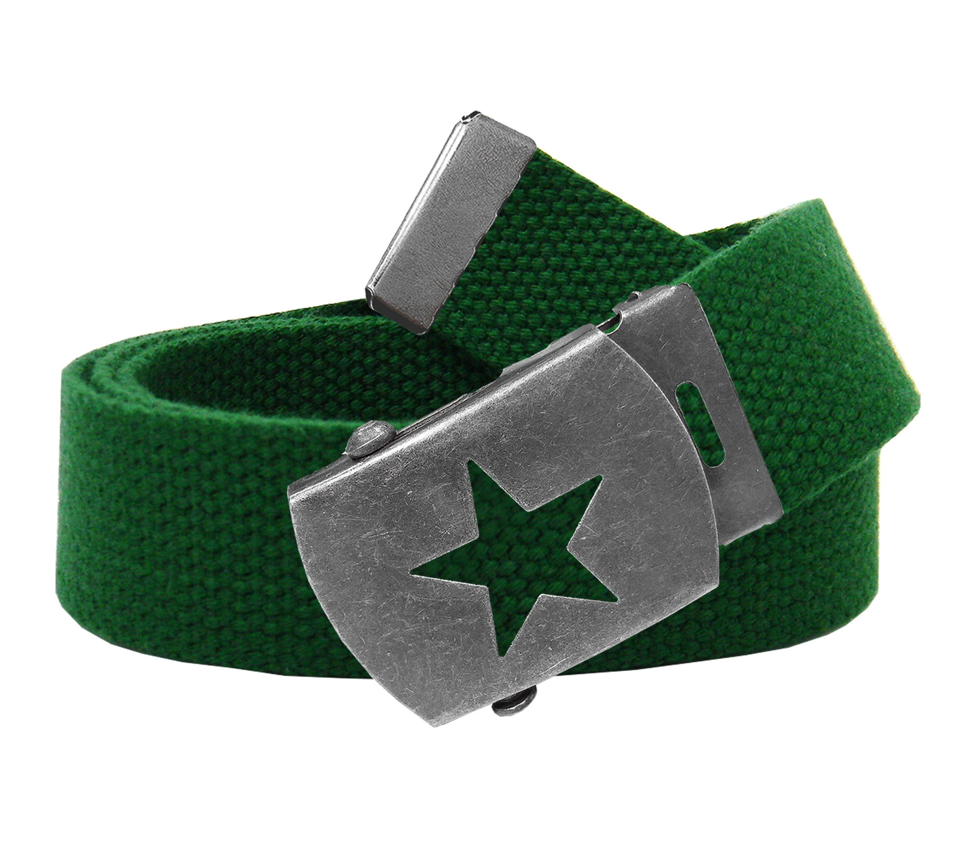 Build A Belt Women's Distressed Silver Star Slider Military Belt