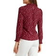thumbnail image 3 of Allegra K Women's Ruffled Mock Neck Smocked Long Sleeve Printed Blouse, 3 of 6