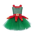 thumbnail image 5 of Girls Christmas Outfit Sleeveless Kids Girl Christmas Elf Dress with Headband and Pair of Socks Sets Green Tulle Dress Party Outfit 8-9 Years, 5 of 8