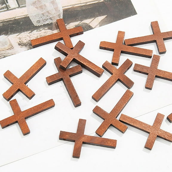 DEEPCRAFF Crosses For Decoration Brown 50Pcs 1.6x1.2x0.3In