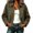 Army Green-03, variant on Women's Retro Faux Suede Short Work Jacket, Collared Drop-Shoulder Zipper Casual Jacket, Loose Fit Short Commuter Top