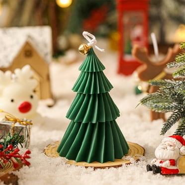 Holloyiver Christmas Scented Candle, Handmade Aroma Soy Wax Christmas Decorative Candle, Aesthetic Paraffin Candle for Table Photo Prop, Christmas Eve Party Decoration and Gift (Green-Tree)