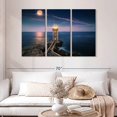 thumbnail image 2 of Elephant Stock Lighthouse Beach Wall Art - Horizontal Multi Panel Canvas - Living Room Wall Decor - Nautical Multi Panel - Purple And Blue Decor - 50" x 32", 2 of 4