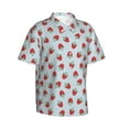 thumbnail image 3 of Xecao Hand Drawn Strawberry print Hawaiian shirt - a stylish short-sleeve button-down for men, perfect for casual beach and tropical outings., 3 of 9