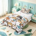 thumbnail image 2 of meiyoeat Cartoon Cat Pattern Twin Comforter Sets,Cute Print Bedding Set,Polkadot Reversible,2pcs,1 Comforter and 1 Pillowcase, 2 of 7
