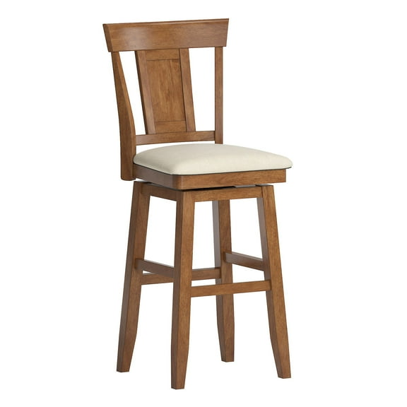 Weston Home Sheena Panel Back Bar Height Wood Swivel Stool, Multiple Finishes