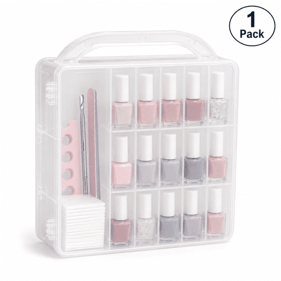 Nail Polish Holder Organizer for 32 Bottles Nail Polish Storage Case Double Side Organizer Box Nail Tools Holder Case