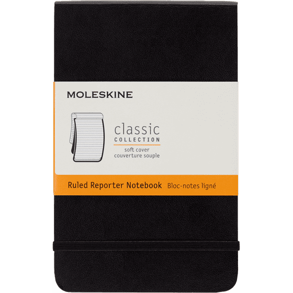 Moleskine Classic Reporter Notebook, Soft Cover, Pocket (3.5" x 5.5"), Ruled, Black