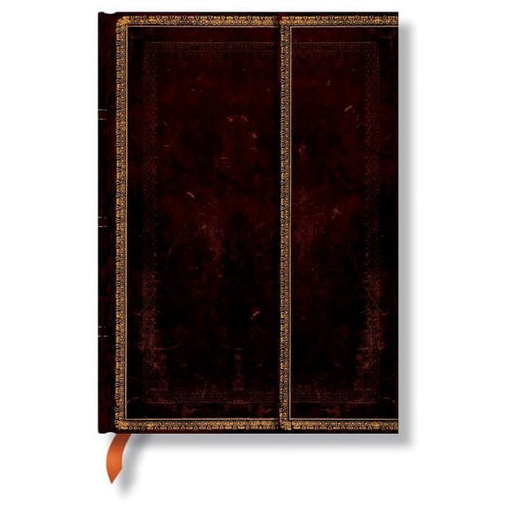 Paperblanks | Black Moroccan | Old Leather Collection | Hardcover | Midi | Lined | Wrap Closure | 144 Pg | 120 GSM (Diary)