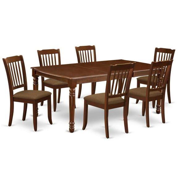 East West Furniture Dining Room Set Mahogany, DODA7-MAH-C