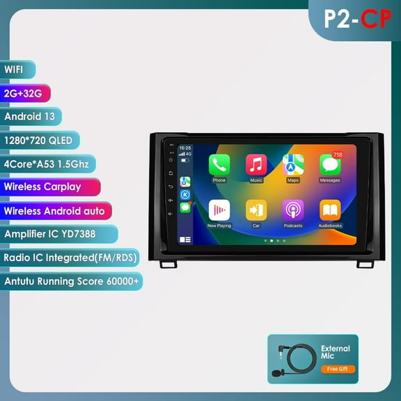 Bluetooth Android 13 Carplay Wifi 2 32GB RDS Car Stereo Radio Head Unit GPS Navigation Player For Toyota Tundra XK50 2014 2015 2016 2017 2018 2019 2020 2021