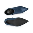thumbnail image 4 of BLISSFUL STEP Women's Glitter Pointed Toe Stiletto Heel Cutout Ankle Boots Navy Blue 7, 4 of 6