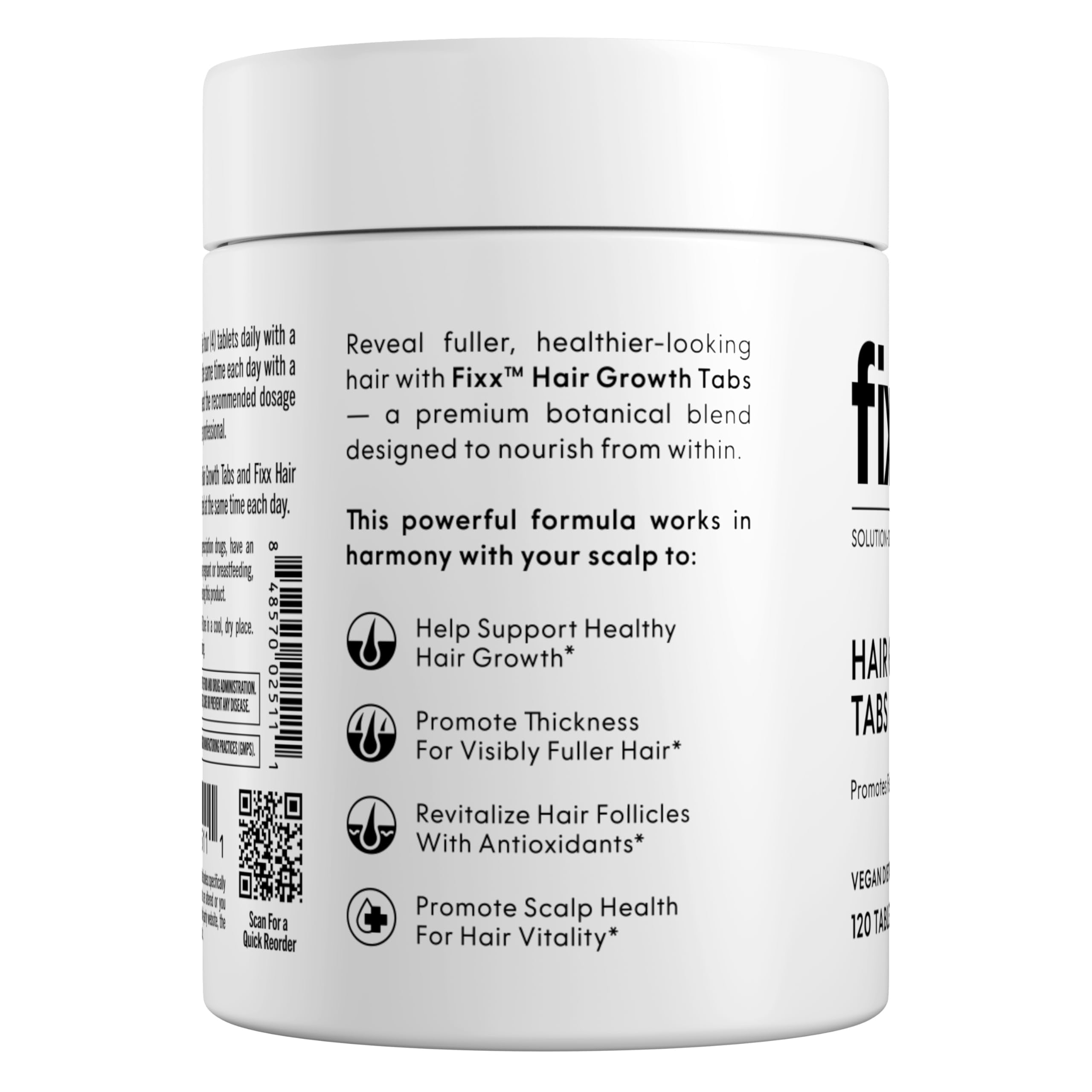 Fixx Hair Growth Tabs – Hair Supplement with Biotin, Millet, Ginseng & Pumpkin Seed – Supports Fuller Hair & Scalp Health – For Men & Women – 30-Day Supply