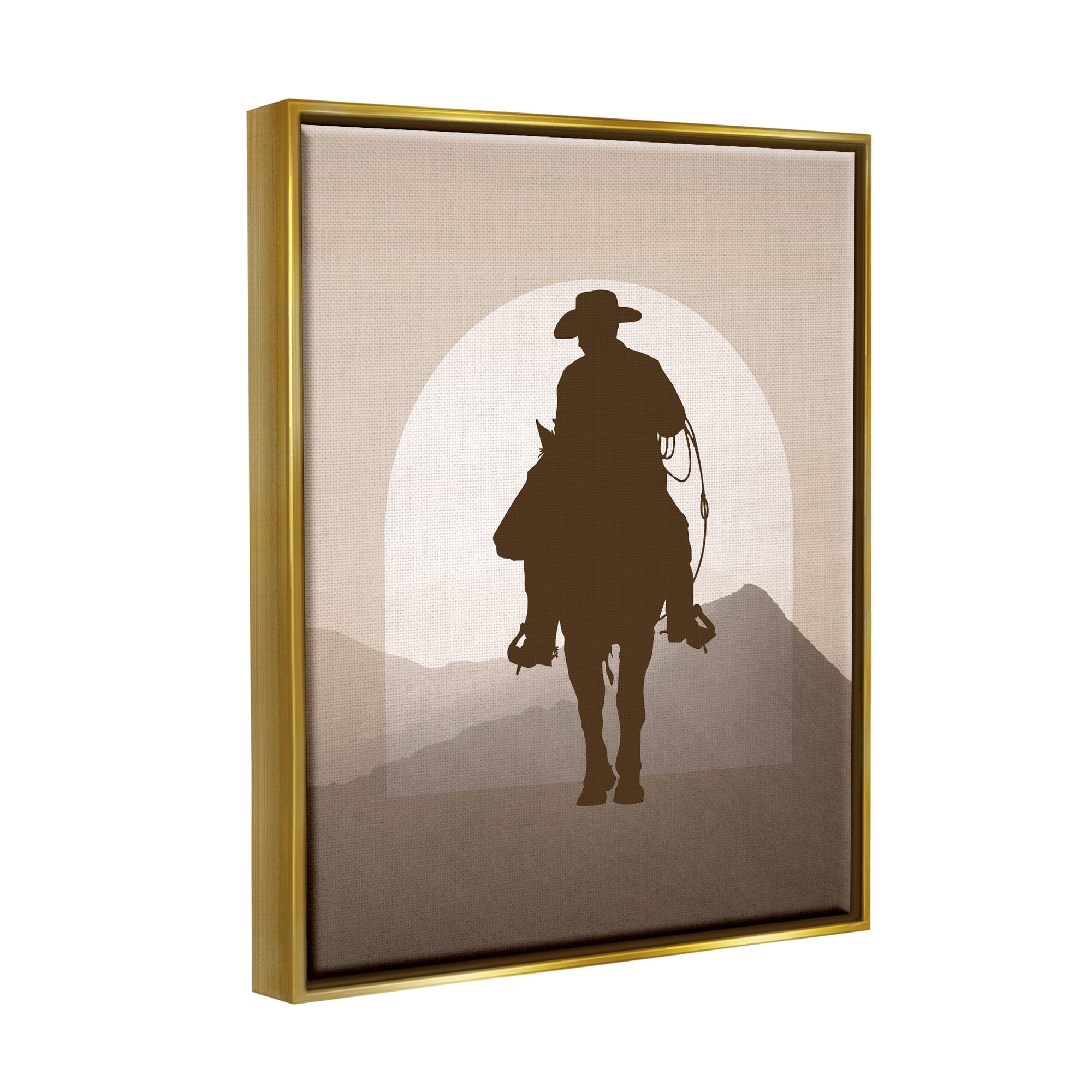 Stupell Industries Cowboy & Desert Dunes Animals & Insects Painting Gold Floater Framed Canvas Art Print Wall Art, 25 x 31