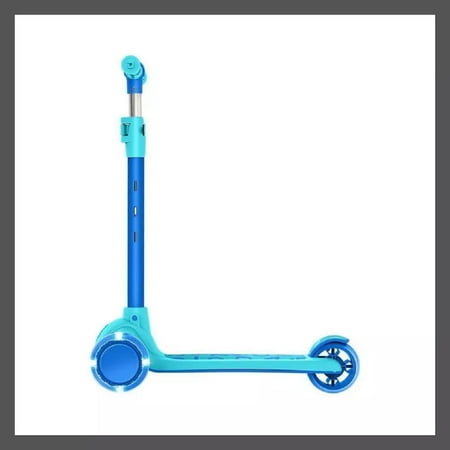 Kids Trike Scooter LED Lights Folding Blue/Green Grow Kick 3-Wheel