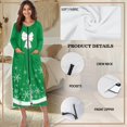 thumbnail image 6 of Yuyamidu Christmas Zipper Front Robes for Women Long Dressing Gown Snowflake Mid-Length Robe Size M Bow Crewneck Bathrobe with Pockets Green Long Sleeve Housecoats, 6 of 7