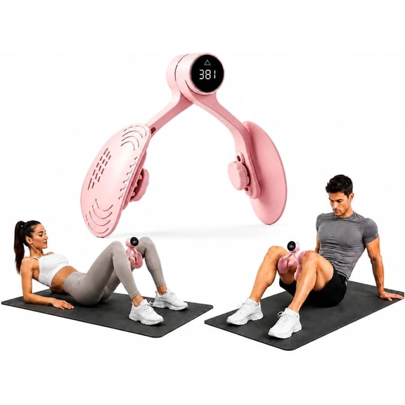 BOWHILL Thigh Master & Pelvic Floor Trainer - Inner Thigh Leg Exerciser with Digital Counter, Adjustable Resistance Hip Trainer Workout Equipment for Home - Pink