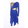 thumbnail image 5 of Yanarno Women's Asymmetrical Praise Dance Dress Long Sleeve Church Worship Performance Costume Blue M, 5 of 7