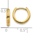 thumbnail image 4 of Solid 14k Yellow Gold 2.25mm Round Hinged Hoop Earrings - 8mm, 4 of 6