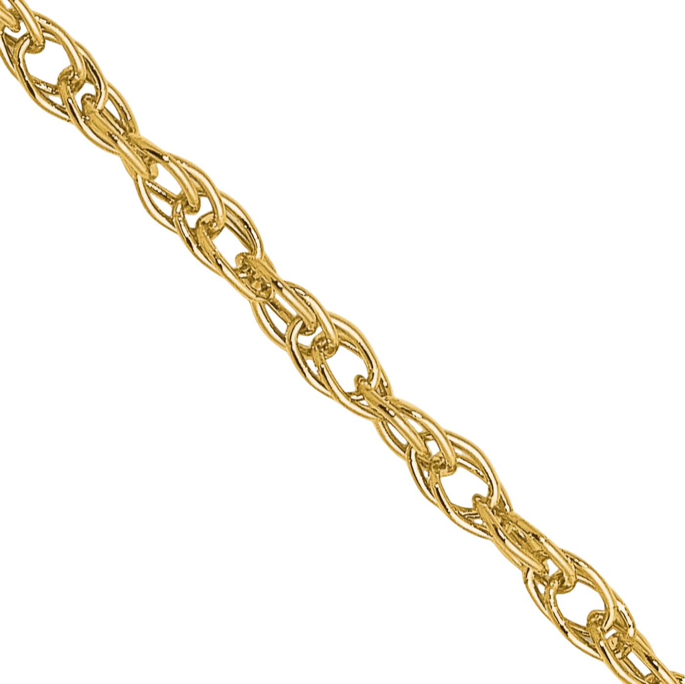 18K Solid Yellow Gold 1.3mm Rope Chain Twisted Link Necklace