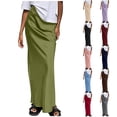 thumbnail image 2 of PUMISAS Elegant Satin Skirts For Women High Waisted Maxi Dressy Skirts Hidden Elasticized Waistband A Line Long Skirt, 2 of 4