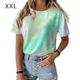 thumbnail image 1 of pitrice Femmes T-shirt Col Rond Manches Courtes Cravate-Teinte Imprimé Casual Top, Bleu, M Bleu Ciel XXL, 1 of 6