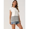 thumbnail image 3 of DARING DIVA Sleeveless Round Neck Striped Sweater Vest Cap Sleeve M White, 3 of 7