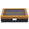 thumbnail image 2 of 12-Slots Watch Box Wood Organizer Top Glass Jewelry Storage Display Case+Lock, 2 of 12