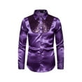 thumbnail image 1 of Men Sequins Nightclub Host Shirts Long Sleeve Turn-Down Collar Tops, 1 of 4