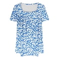thumbnail image 4 of ALLLIST Going Out Tops for Women Short Sleeve Square Neckline Floral Blue Pleated Oversized Printed Blouses Spring Blouses, 4 of 4