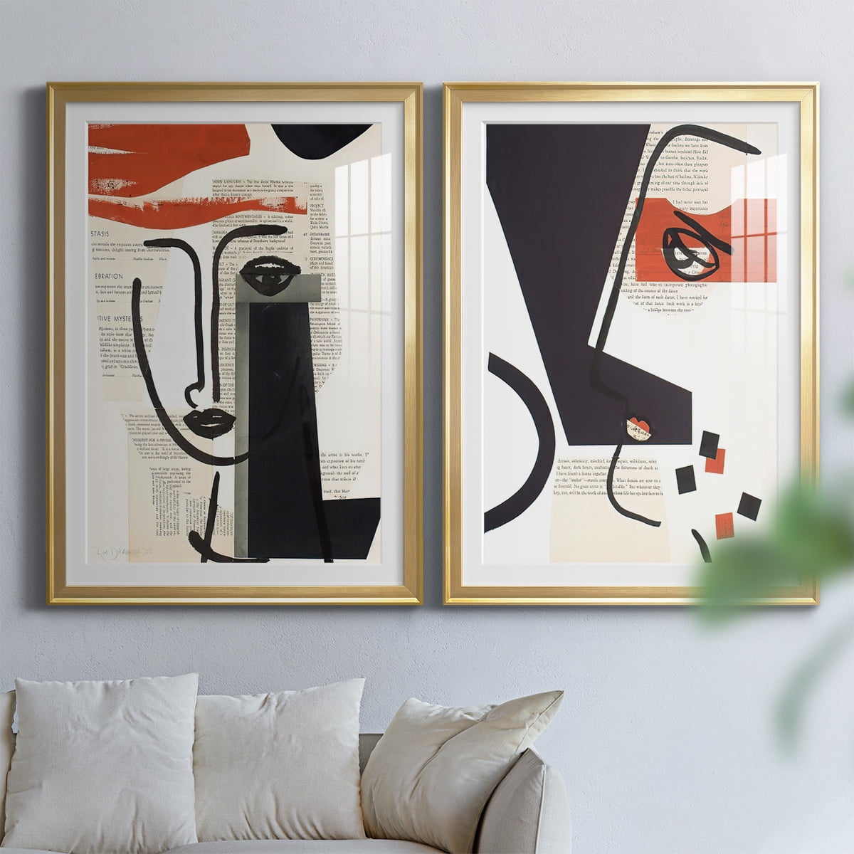 Wexford Home Faces of A Century V Premium Framed Print, 18.5" x 24.5" - Ready to Hang, Gold (Set of 2)
