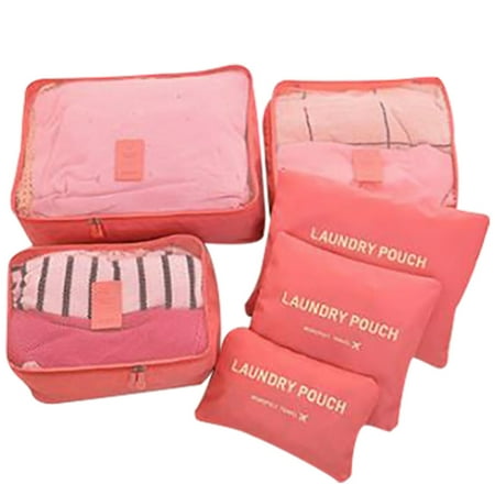 

Pgeraug Waterproof travel bag Waterproof Clothing Underwear Shoes Storage Bag Luggage Bag Travel Bag Six-piece Home Textile Storage Watermelon red