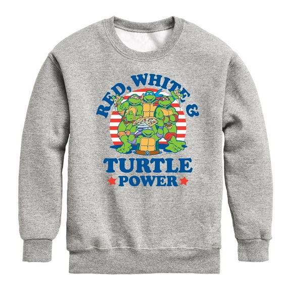 Teenage Mutant Ninja Turtles - Red White Turtle Power - Youth Crewneck Fleece Sweatshirt