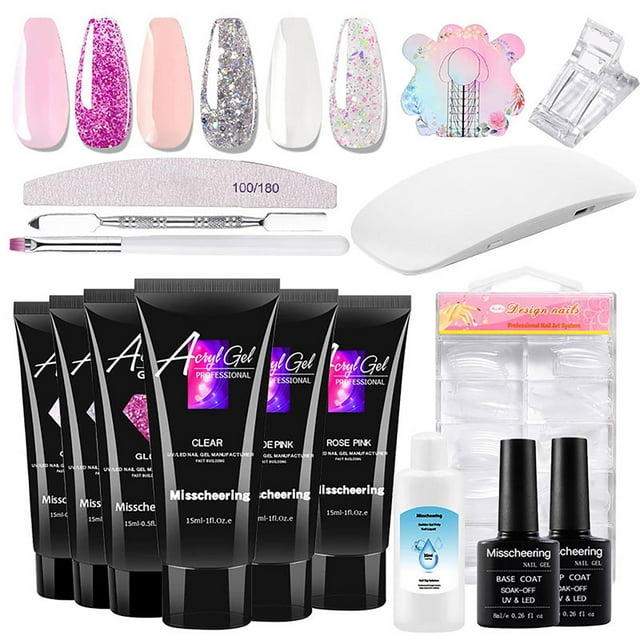 DPTALR 6color Quick Extension Gel Set Nail Phototherapy Crystal Nail Extension Gel 90ml