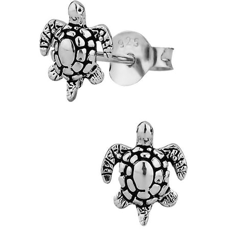 Silver Sea Turtle Earrings - Hypoallergenic Sterling Silver Tiny Sea Turtle Stud Earrings for Kids (Nickel Free)