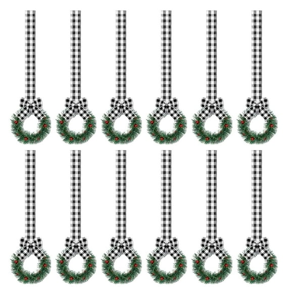 12Pcs 13cm Artificial Berries Wreath Small Christmas Wreaths Decoration for Kitchen Cupboard Porch Door Window