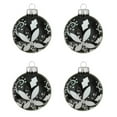thumbnail image 2 of Northlight 4ct Shiny Black with White Glitter Flower Design Glass Ball Christmas Ornaments 2.5", 2 of 2